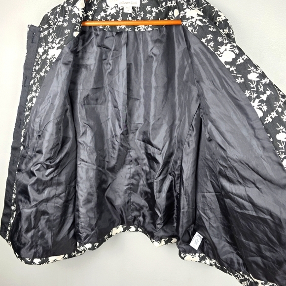 COLDWATER CREEK Floral Structured Jacket Blazer Crew Neck Black White Womens 24 - Picture 3 of 15